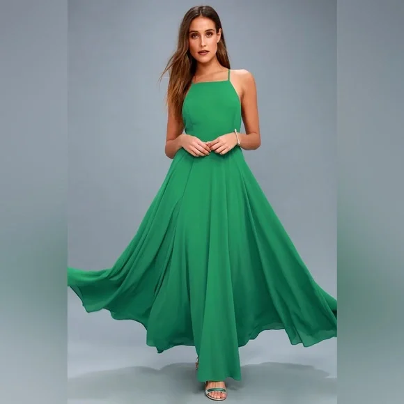 Lulus Mythical Kind of Love Green Maxi Dress small open back - Picture 7 of 10